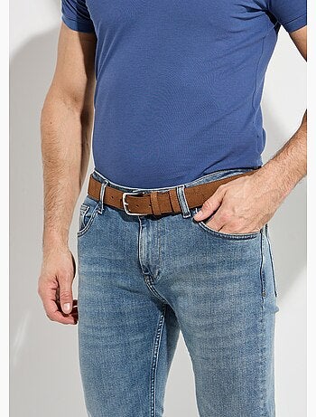 Cinturón de piel de ante y hebilla metalizada - AFIBEL