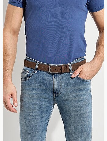 Cinturón de piel de ante y hebilla metalizada - AFIBEL