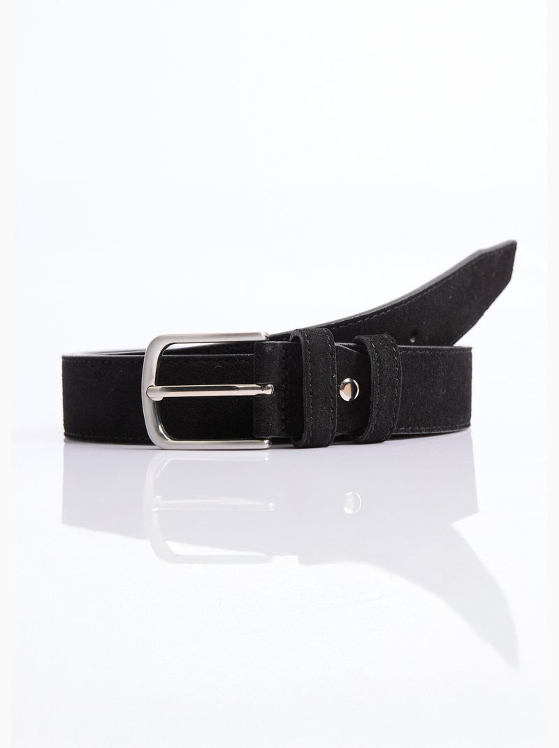 Cinturón de piel de ante y hebilla metalizada - AFIBEL Negro - Kiabi