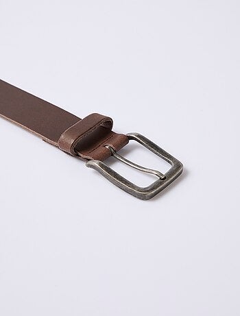 Cinturón de piel mate, hebilla con efecto desgastado. - AFIBEL