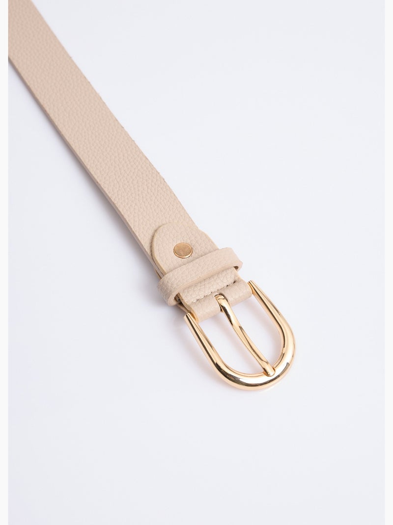 Cinturón de piel sintética con aspecto granulado - AFIBEL Beige - Kiabi