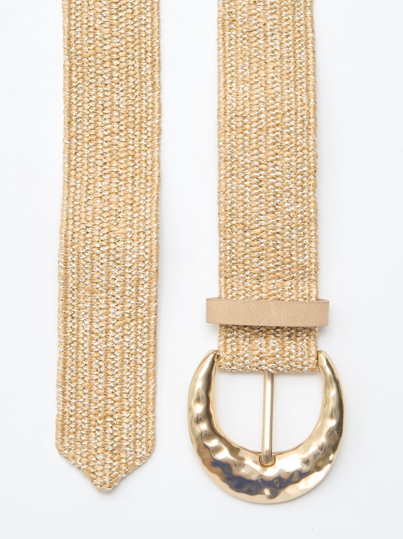 Cinturón elástico flexible con aspecto de paja Beige - Kiabi