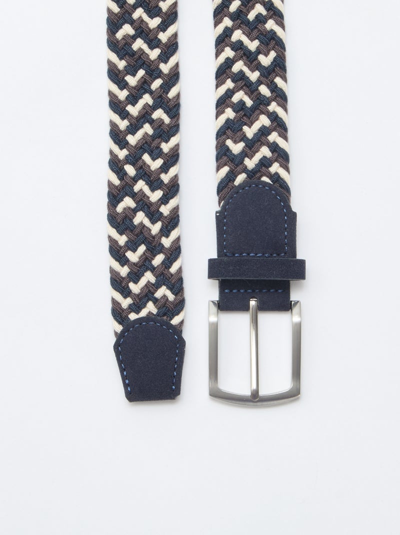 Cinturón elástico trenzado bicolor Azul - Kiabi