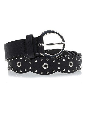 Cinturón estilo rock con diseño vintage y tachuelas plateadas mujer isotoner