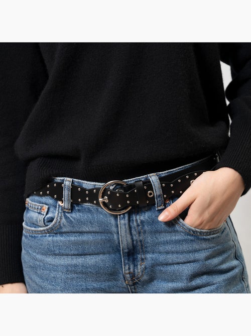 Cinturón estilo rock con diseño vintage y tachuelas plateadas mujer isotoner - Kiabi