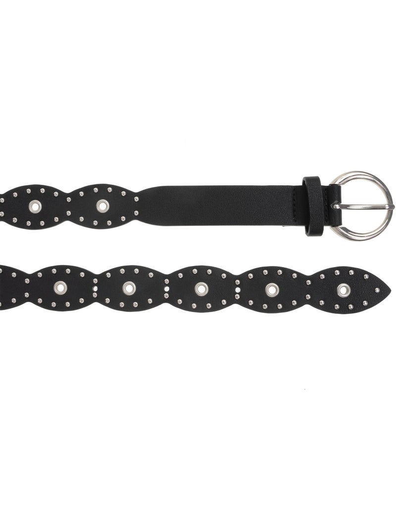 Cinturón estilo rock con diseño vintage y tachuelas plateadas mujer isotoner Negro - Kiabi