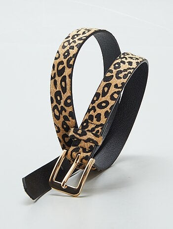 Cinturón fino con estampado de leopardo