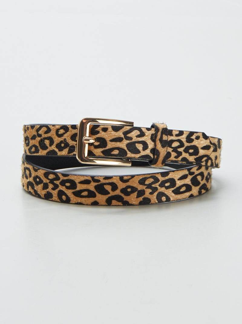 Cinturón fino con estampado de leopardo MARRON - Kiabi