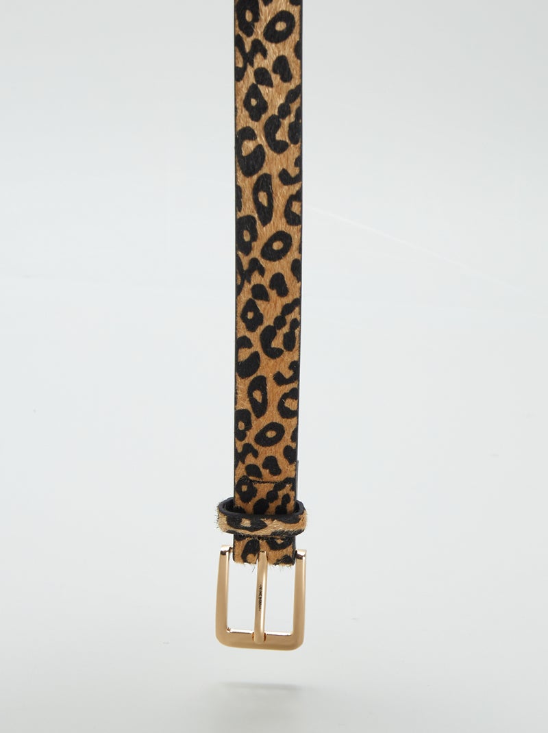 Cinturón fino con estampado de leopardo MARRON - Kiabi