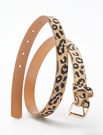 Cinturón fino con estampado de leopardo