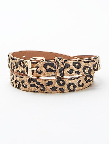 Cinturón fino con estampado de leopardo