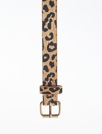 Cinturón fino con estampado de leopardo