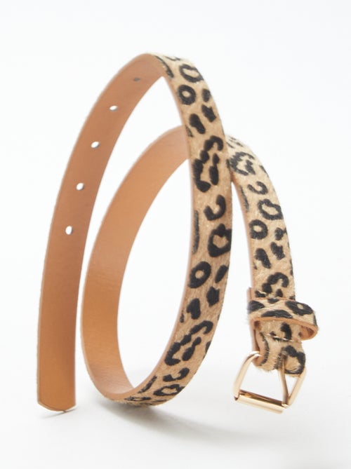 Cinturón fino con estampado de leopardo - Kiabi
