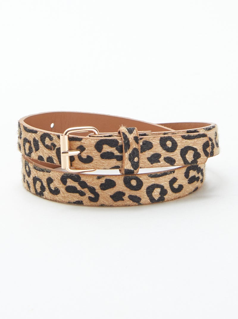 Cinturón fino con estampado de leopardo Marron - Kiabi
