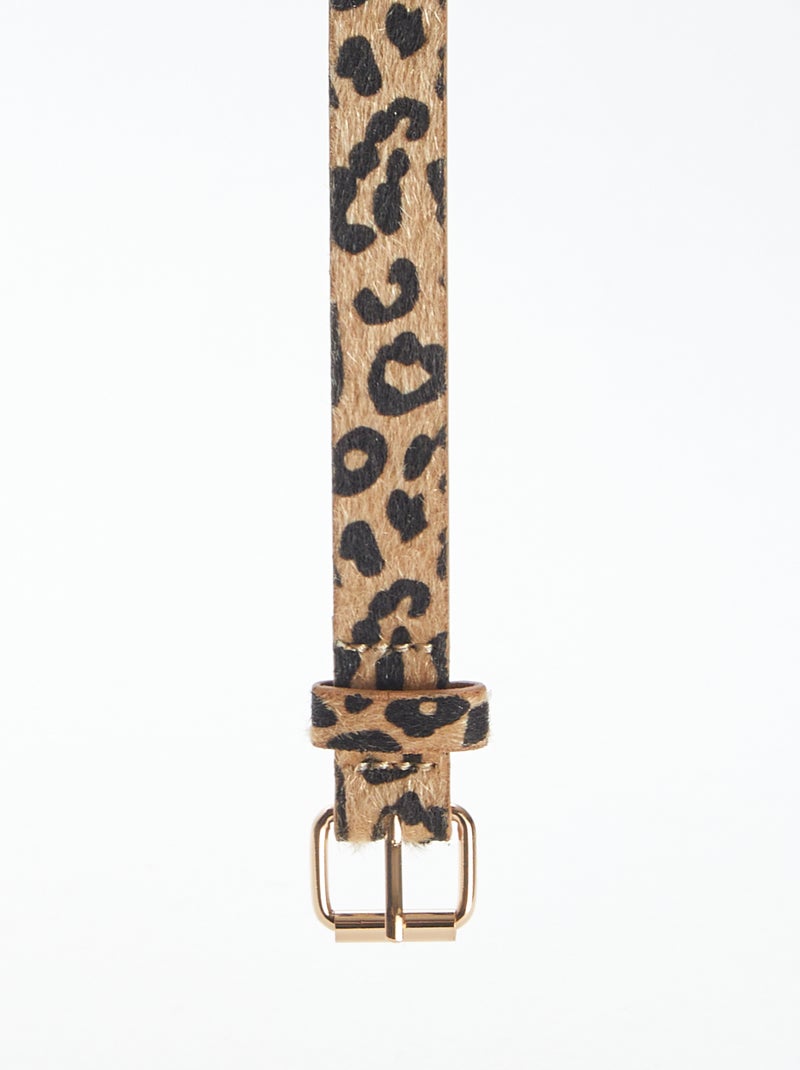 Cinturón fino con estampado de leopardo Marron - Kiabi