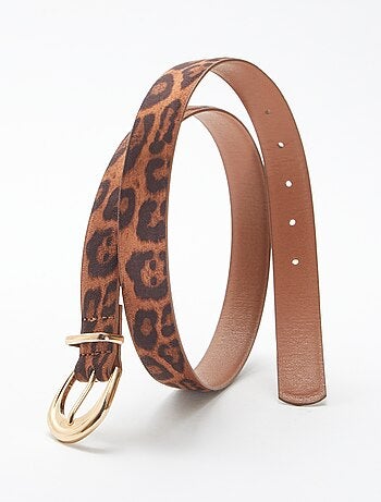 Cinturón fino de antelina de leopardo