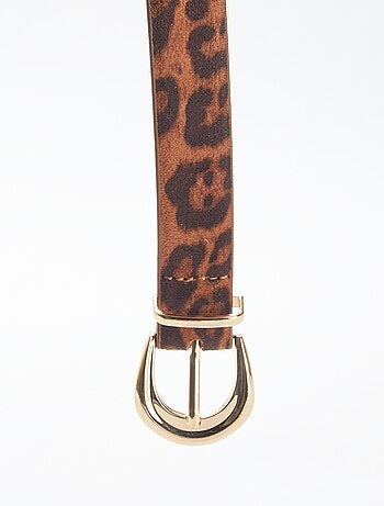 Cinturón fino de antelina de leopardo