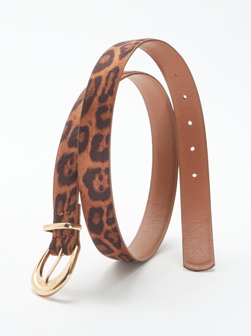 Cinturón fino de antelina de leopardo - Kiabi