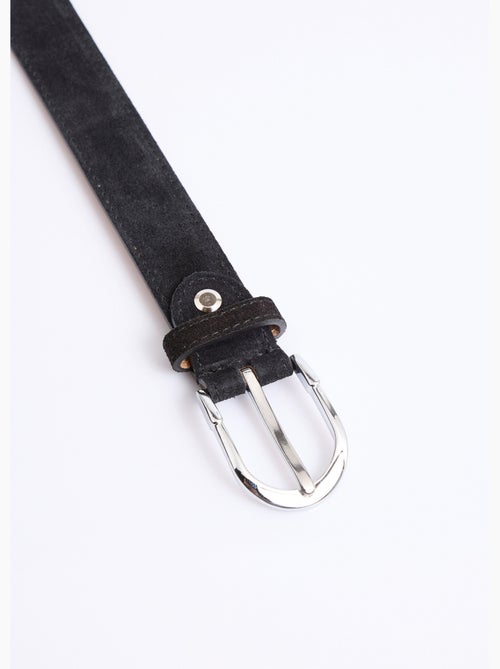 Cinturón fino de piel de ante con hebilla redonda - AFIBEL - Kiabi