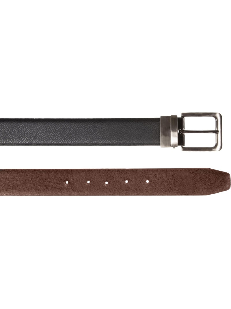 Cinturón granulado reversible hombre Negro Marrón Negro - Kiabi