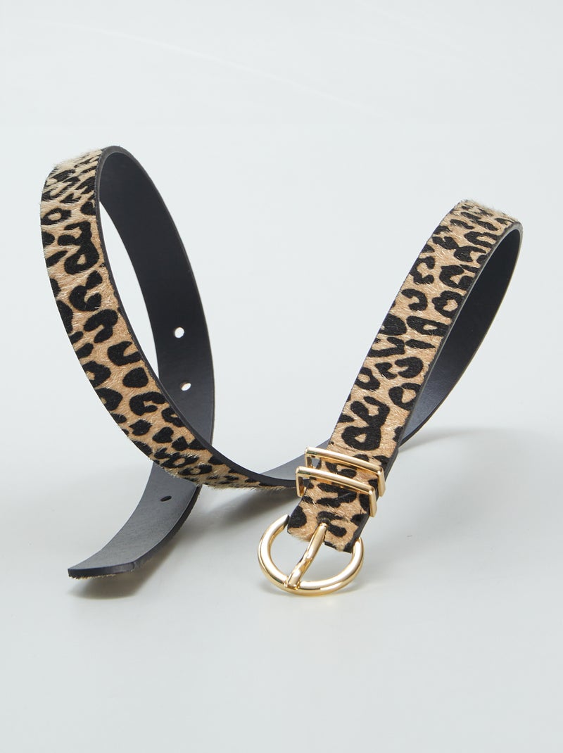 Cinturón imitación pelo de leopardo MARRON - Kiabi
