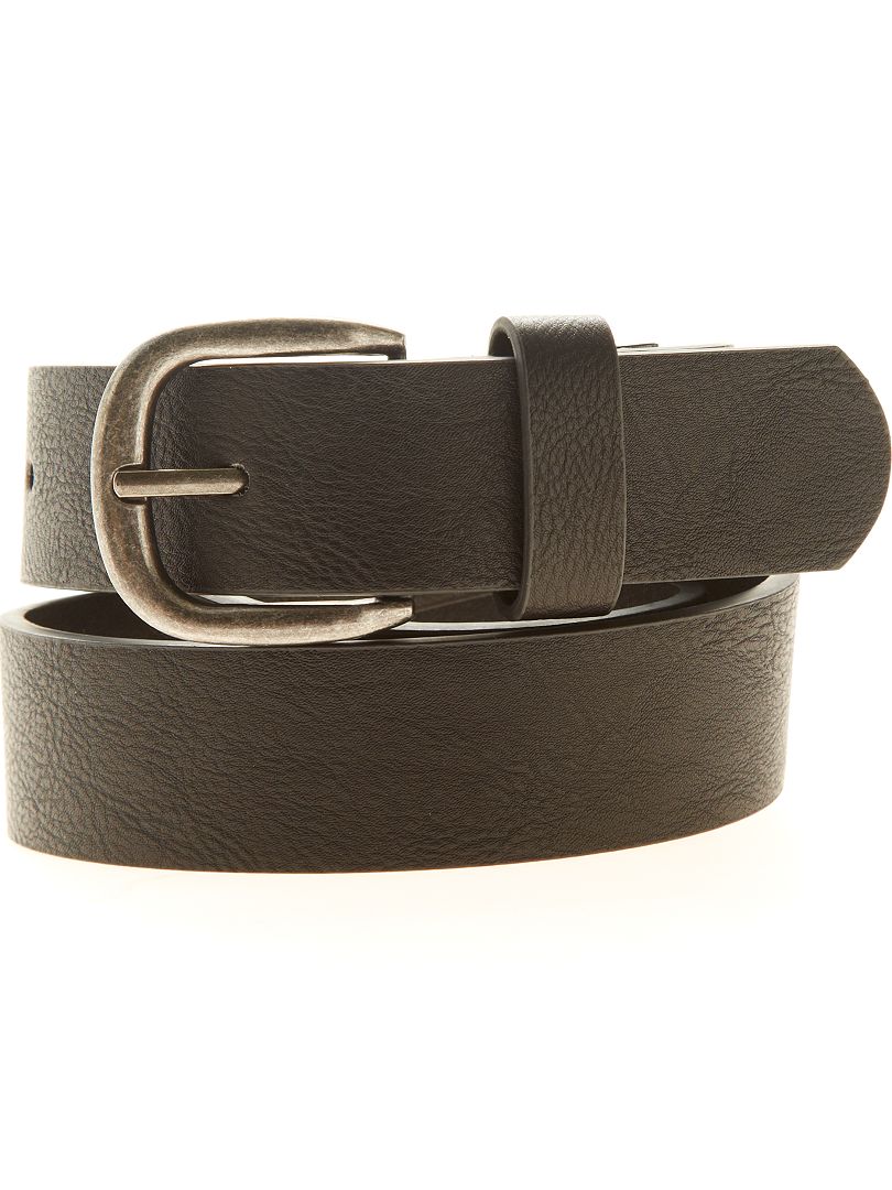 Cinturón liso de piel sintética Negro - Kiabi