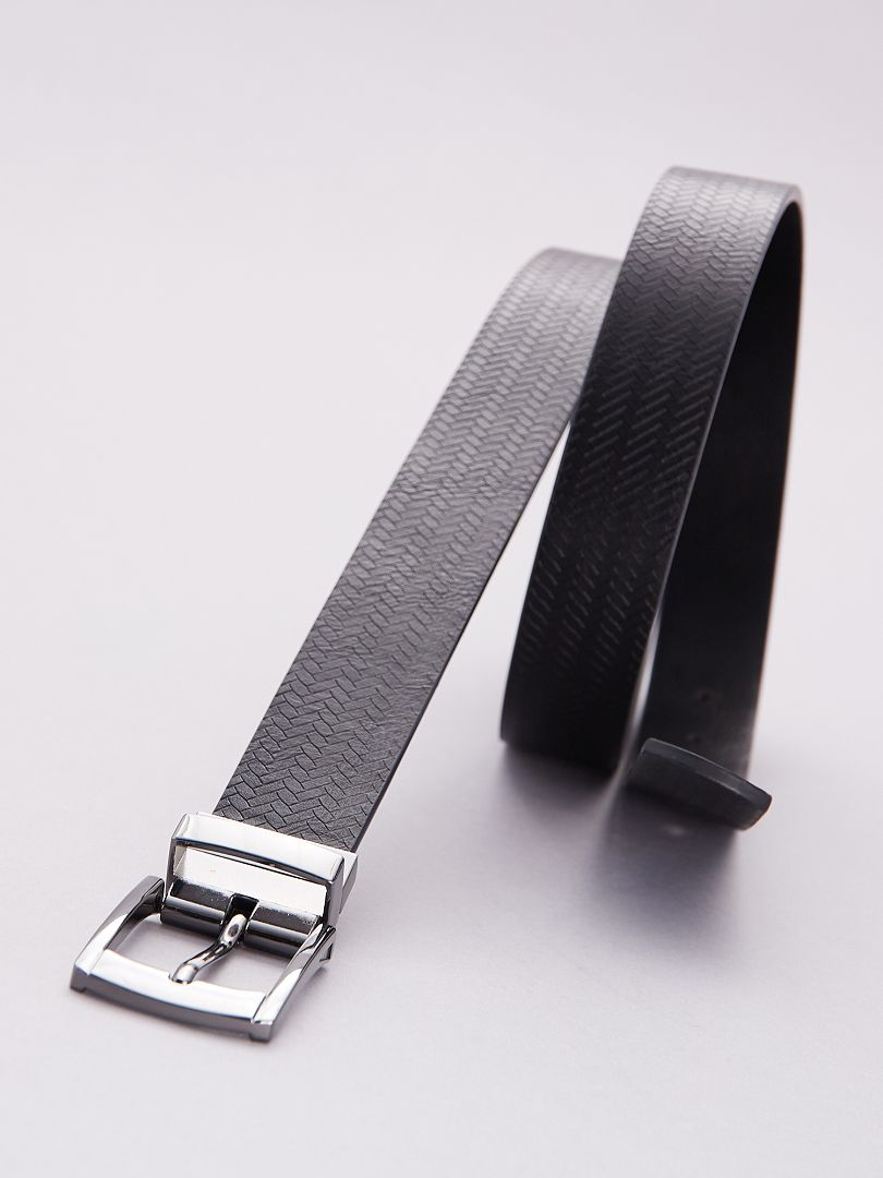 Cinturón reversible liso Negro - Kiabi