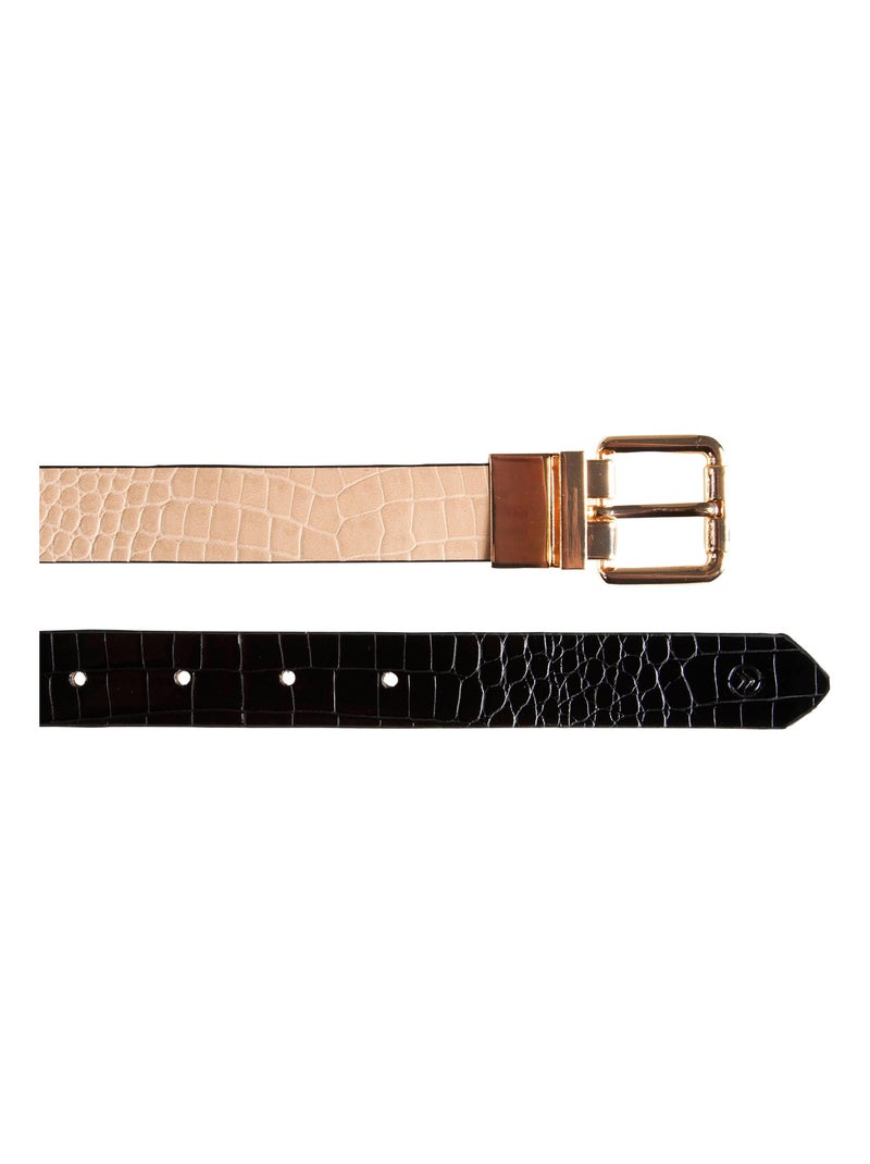 Cinturón reversible mujer Isotoner Negro Beige - Kiabi