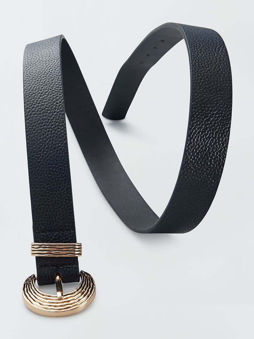 Cinturón sintético texturizado Negro - Kiabi