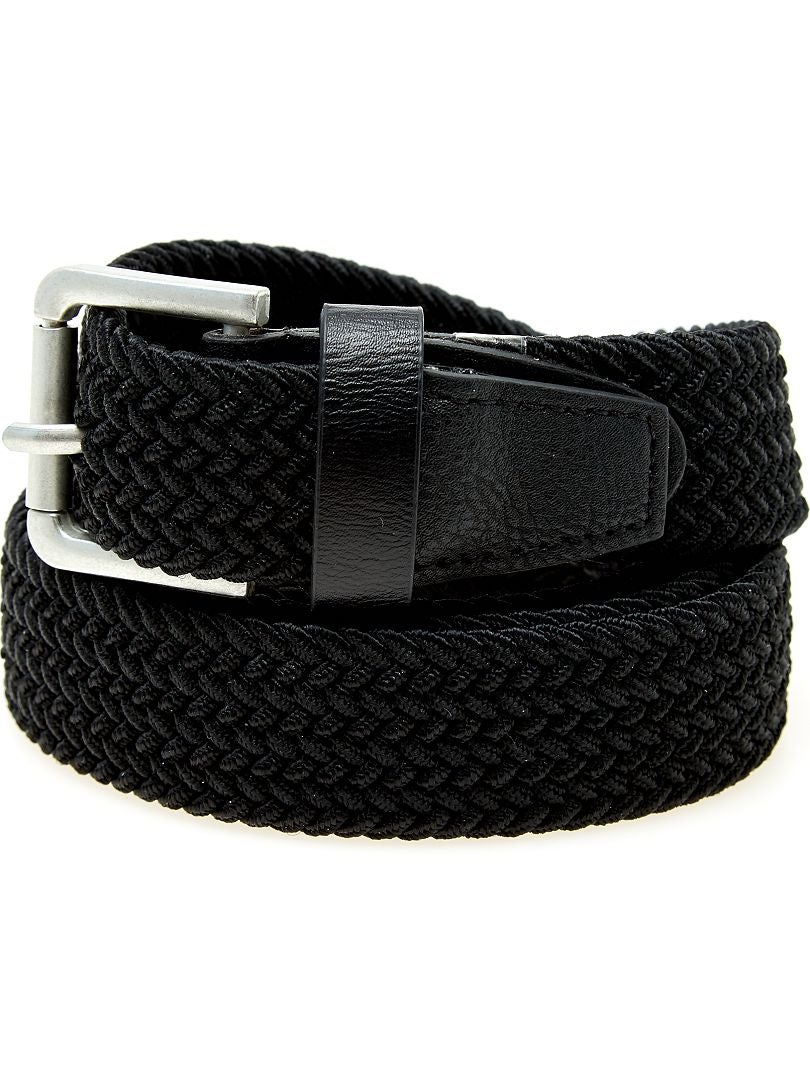 Cinturón trenzado con detalles de piel sintética Negro - Kiabi