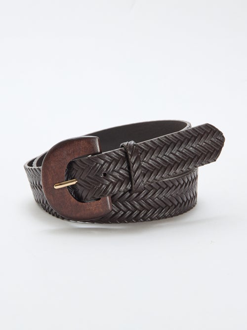 Cinturón trenzado con hebilla de madera - Kiabi