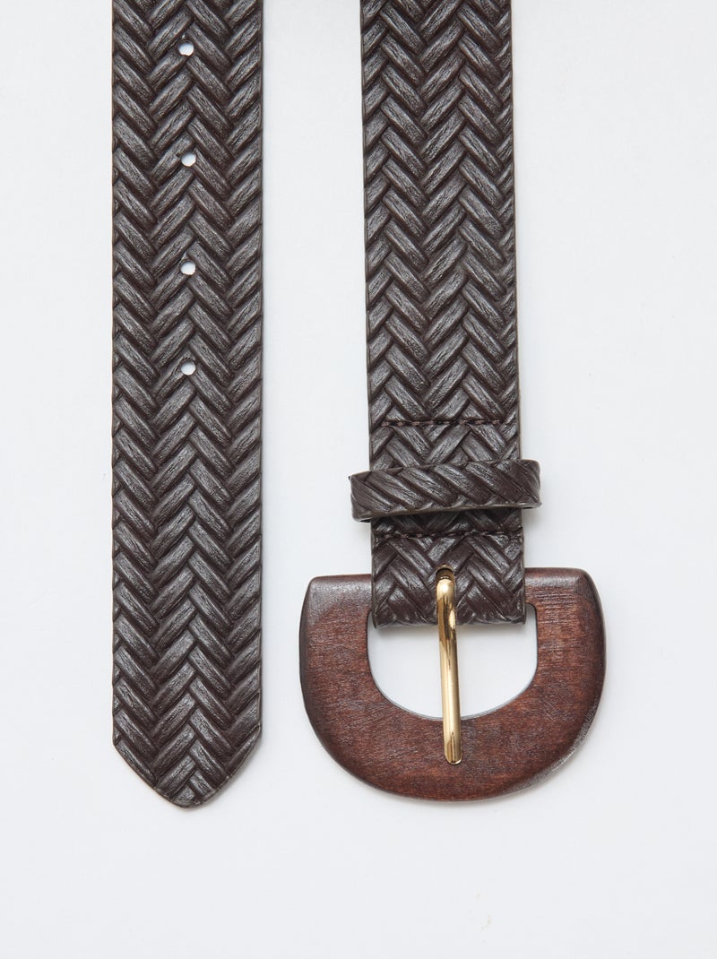 Cinturón trenzado con hebilla de madera Marron - Kiabi