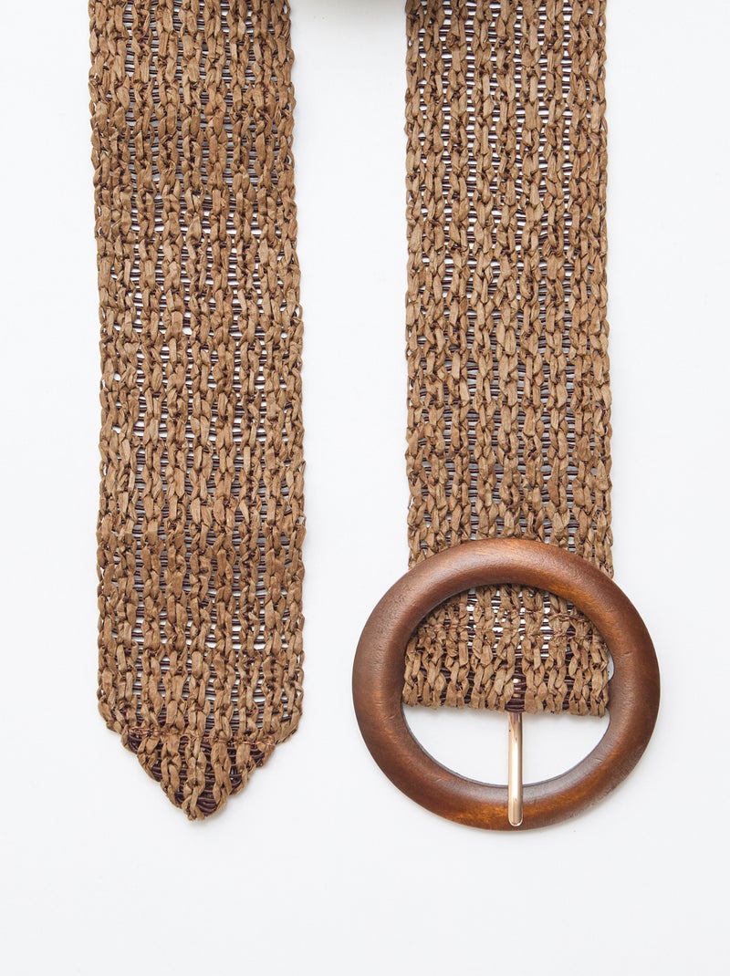 Cinturón trenzado con hebilla de madera Marron - Kiabi