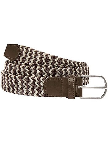 Cinturón trenzado stretch confort con hebilla de metal plateado