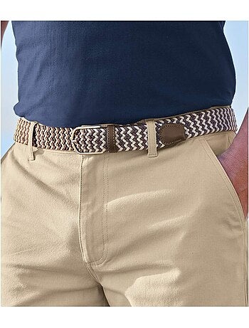 Cinturón trenzado stretch confort con hebilla de metal plateado