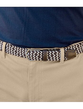 Cinturón trenzado stretch confort con hebilla de metal plateado