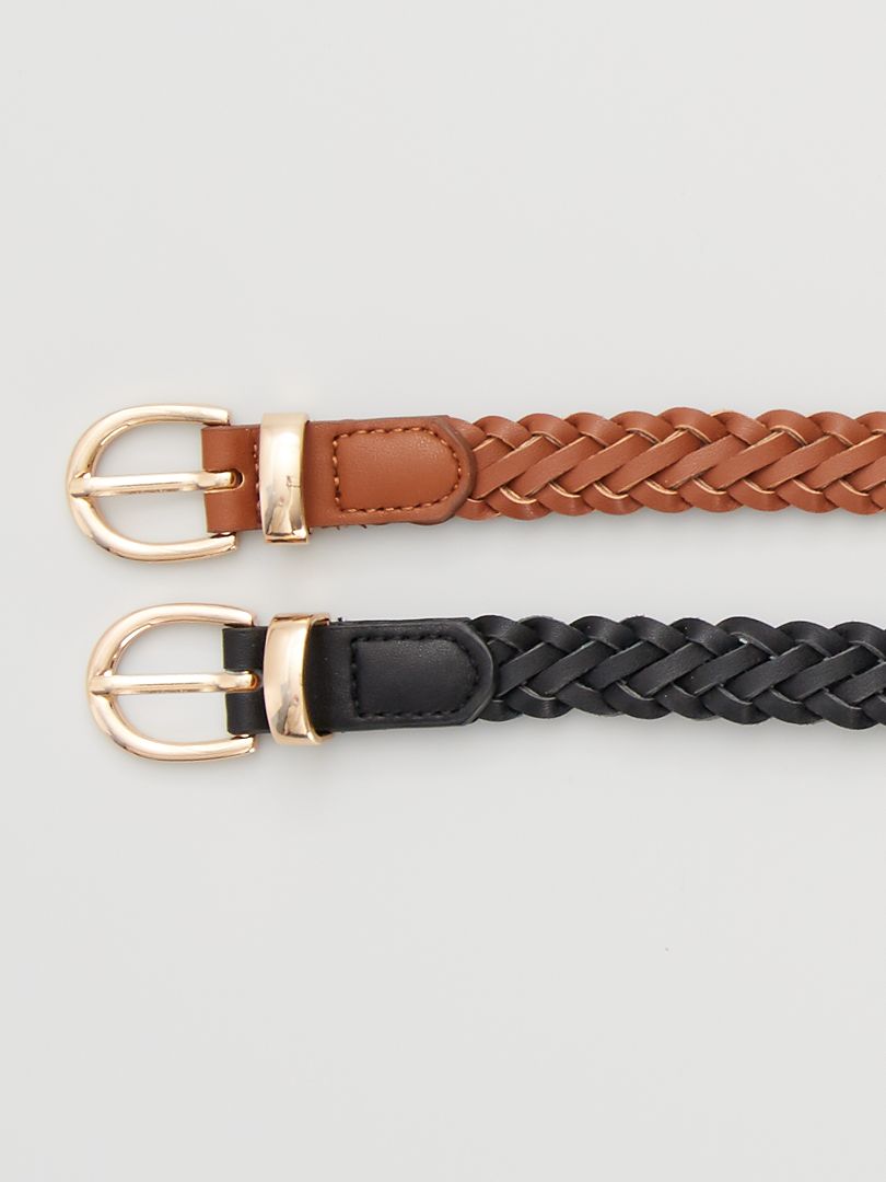 Cinturones trenzados - 2 piezas MARRON - Kiabi