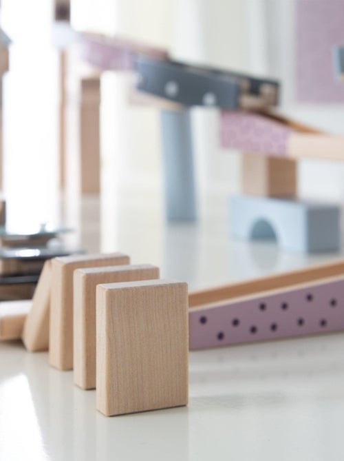 Circuito de canicas para niños - 80 bloques de construcción en madera + 20 canicas 'Roba' - Kiabi