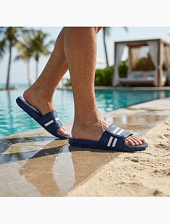 Claquetas Hombre Piscina Ajustables Pack 2 OZABI Negro Azul