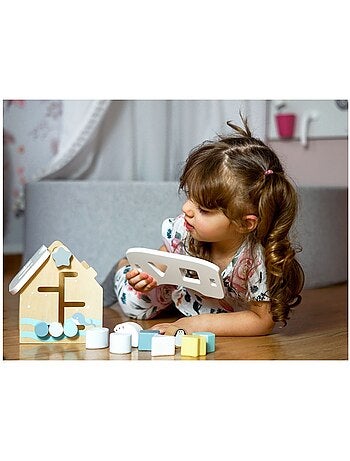Clasificador de formas casa de madera 8 piezas juguete educativo bebé