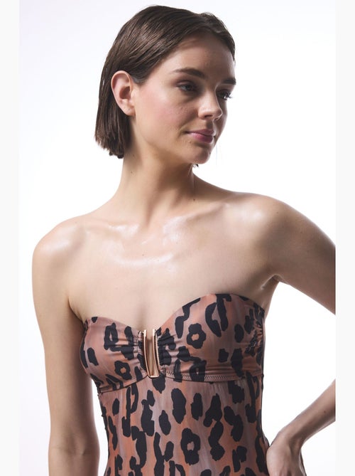 Clove bañador sin tirantes con estampado de leopardo y hebilla penti - Kiabi