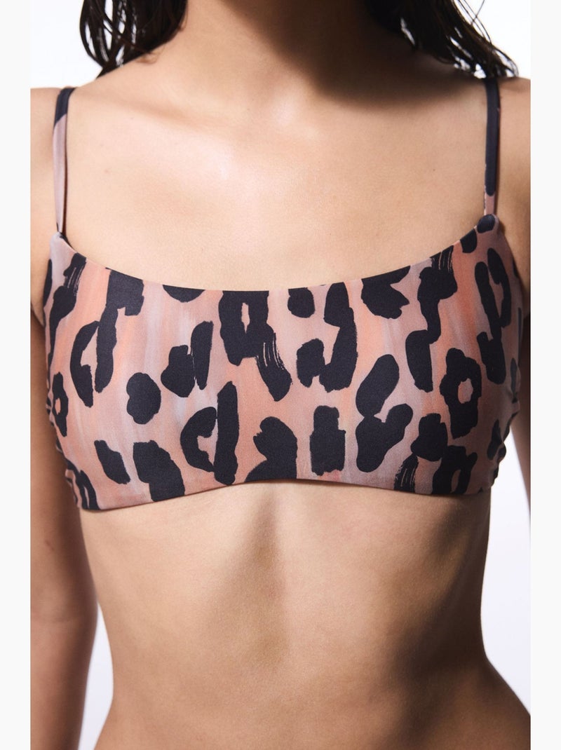Clove top de bikini de corte minimal y estampado de leopardo penti Greige - Kiabi