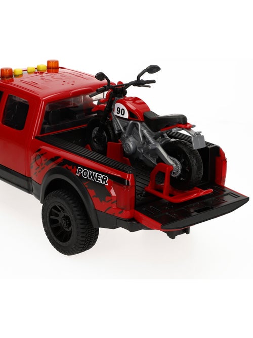 Coche pick up fricción con moto luz y sonido speed & go - Kiabi