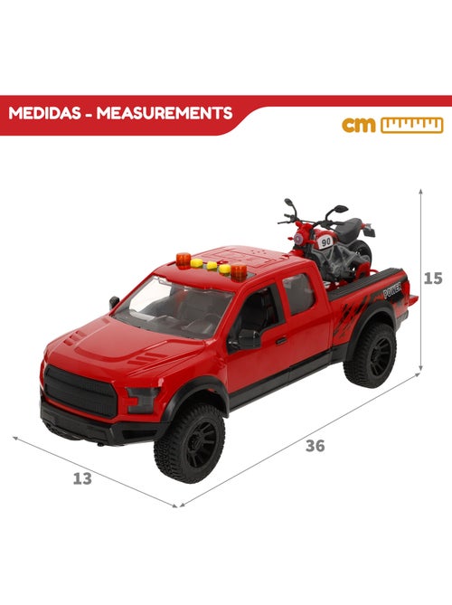Coche pick up fricción con moto luz y sonido speed & go - Kiabi
