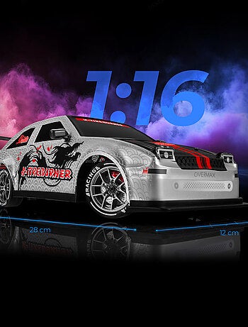 Coche teledirigido OVERMAX - X-Tireburner - 2 carrocerías - Luces LED - Batería de 40 min de duració