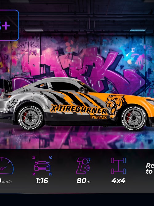 Coche teledirigido OVERMAX - X-Tireburner - 2 carrocerías - Luces LED - Batería de 40 min de duració - Kiabi