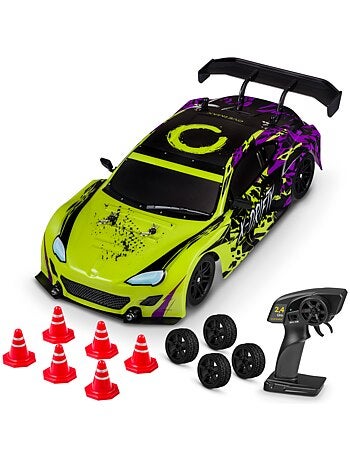 Coche teledirigido OVERMAX - X-Tireburner - 2 carrocerías - Luces LED - Batería de 40 min de duració
