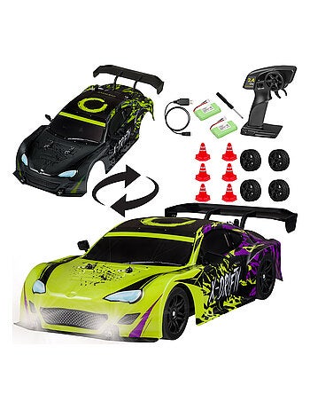 Coche teledirigido OVERMAX - X-Tireburner - 2 carrocerías - Luces LED - Batería de 40 min de duració