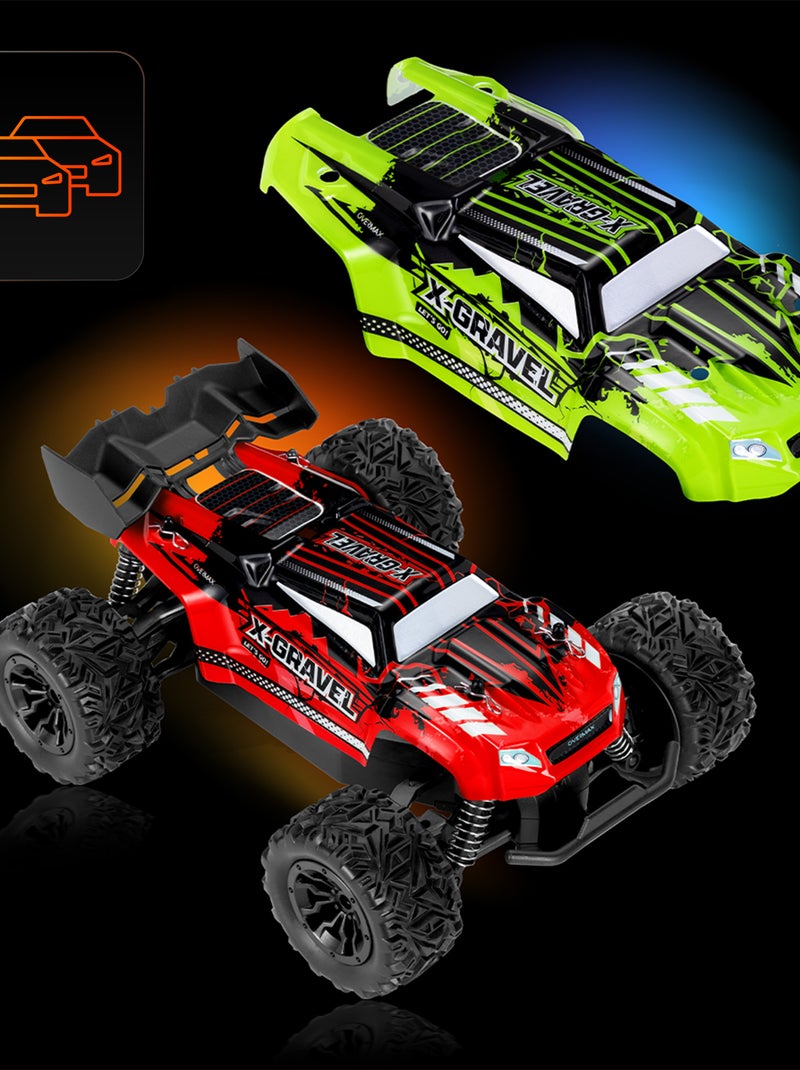 Coche teledirigido OVERMAX X-Gravel - 2 carrocerías - Todoterreno - 20 km/h - 30 min Negro/Verde/Rojo - Kiabi