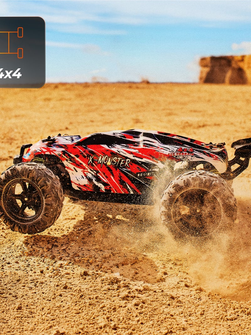 Coche teledirigido OVERMAX X-Monster 3.5 RC - 30 km/h - 4x4 - 40 min - 2 carrocerías Verde/Rojo - Kiabi